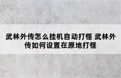 武林外传怎么挂机自动打怪 武林外传如何设置在原地打怪